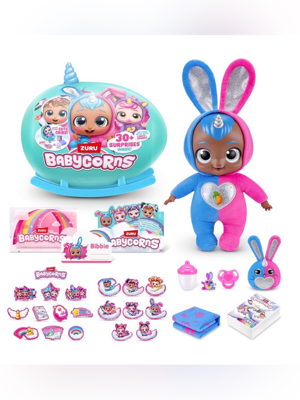 🆕 Babycorns Interactive Magical Rainbocorn Baby Doll Large Bunny W/ Lights Sound